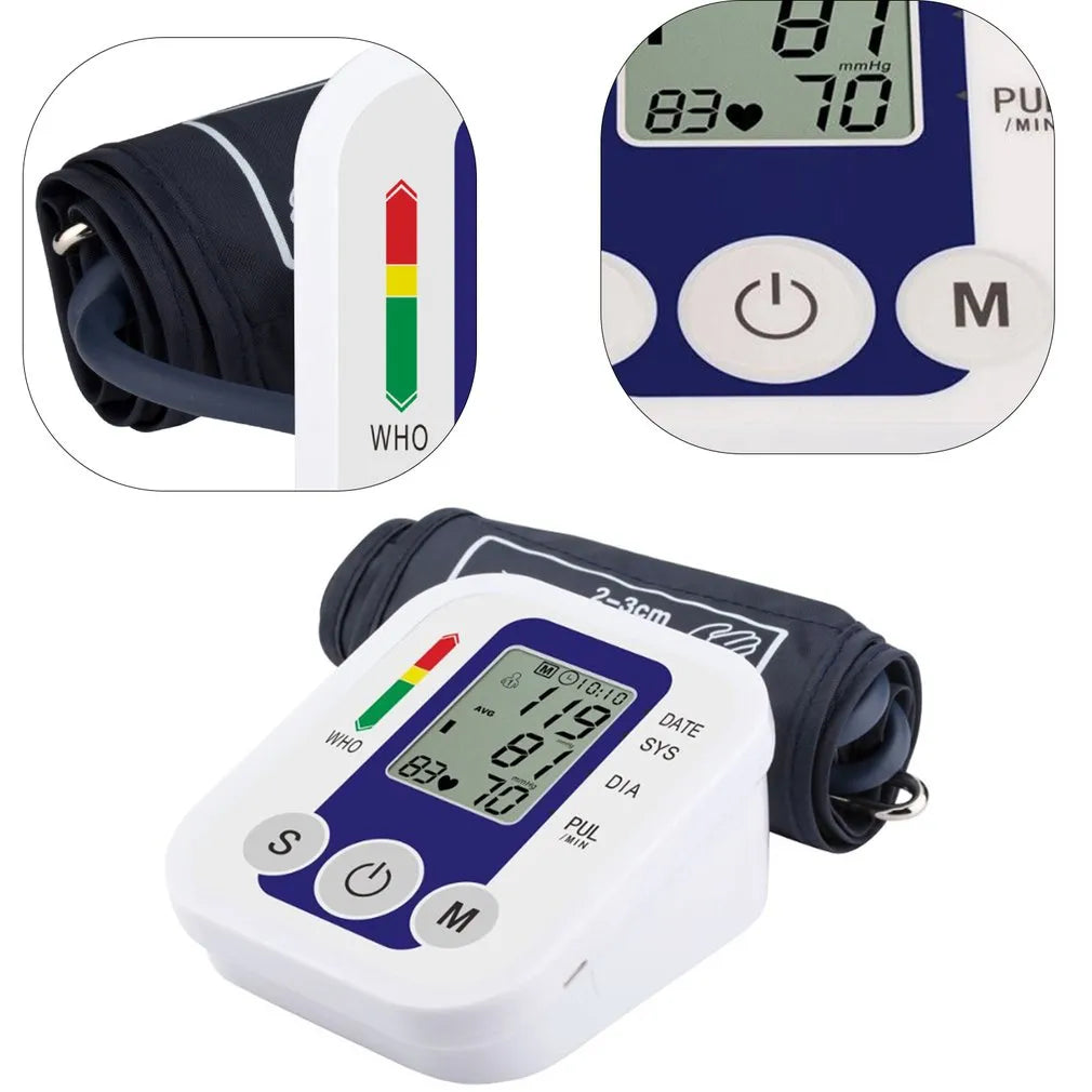 Arm Blood Pressure Monitor BP Equipment Automatic Professional Medical Portable Tonometer Digital Tensiometer Heart Rate Monitor